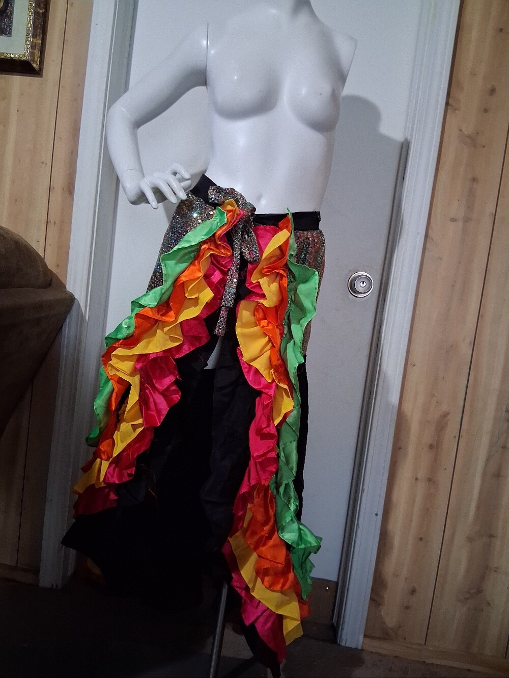 jcpenney Brazilian Dancer Maxi Skirt with Neon Ruffle Trim One Size Preowned